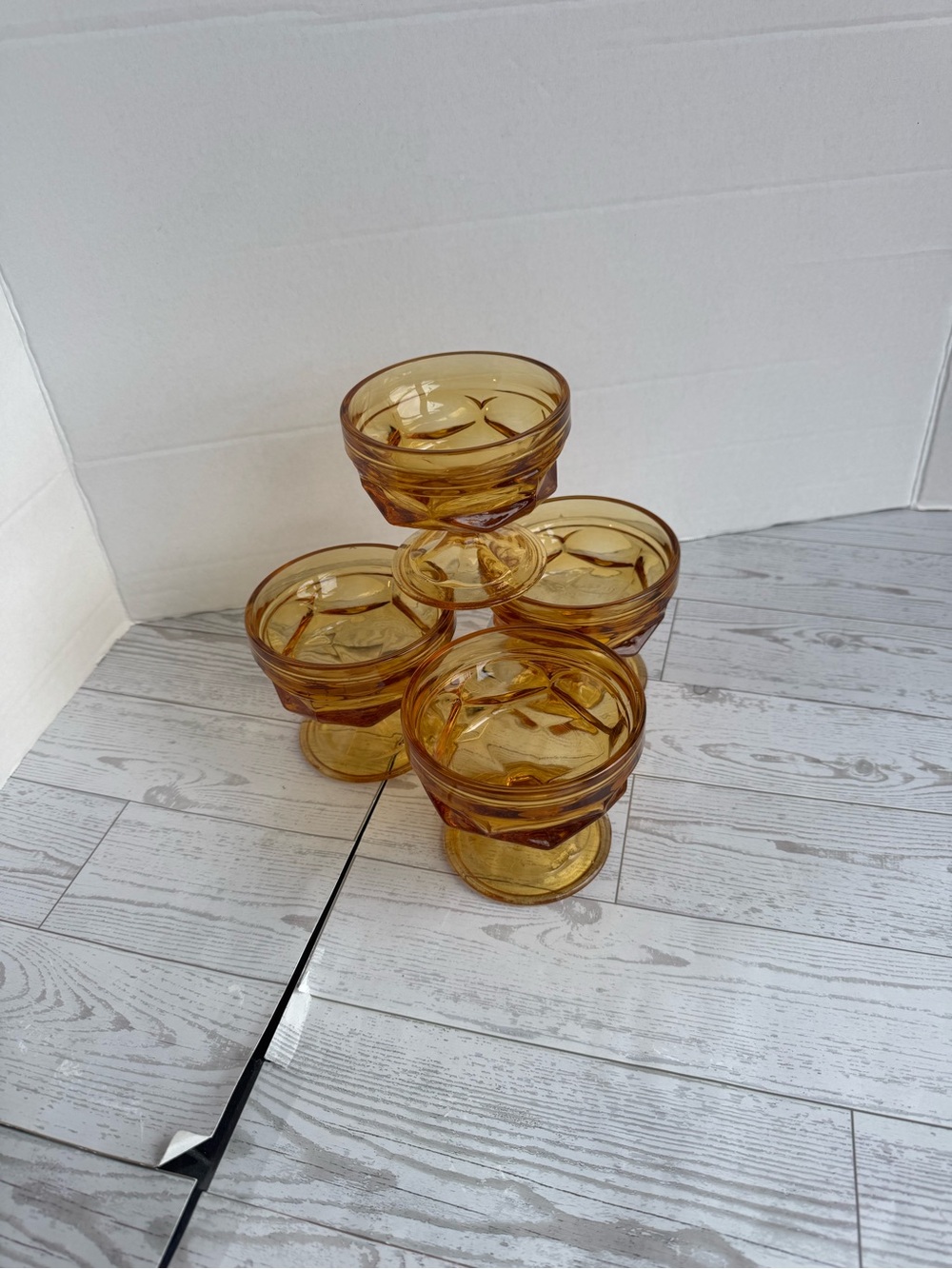 Amber Glass Dessert Cups - Set of 4
